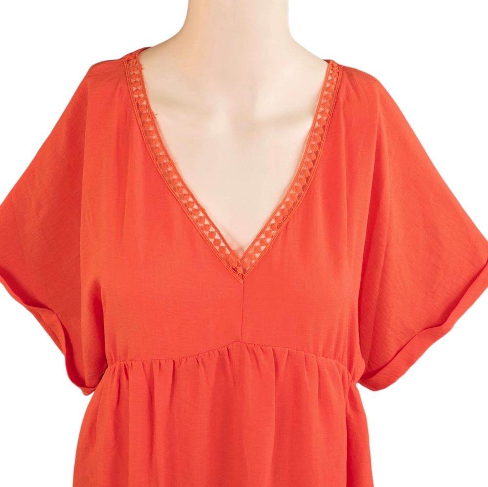 Davi & Dani Orange V Neck Mini-Dress NWT - Picture 6 of 14